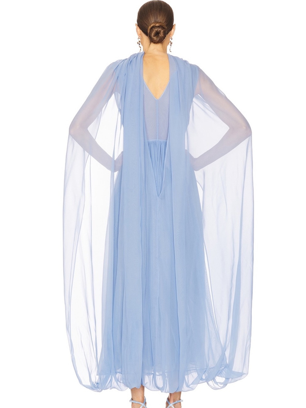REVOLVE Light Blue Chiffon Maxi Dress with Draped Cape - Picture 5 of 7